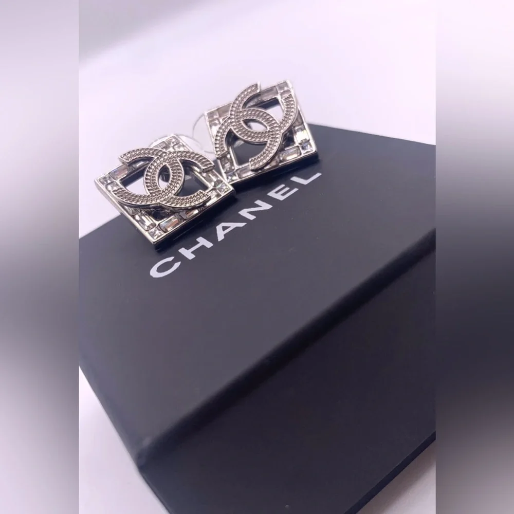 Chanel Strass CC Stud Earrings